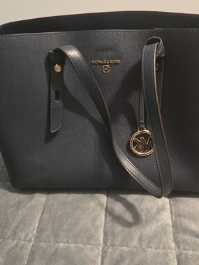 Michael Kors Midnight Blue Saffiano Tote with Gold Charm